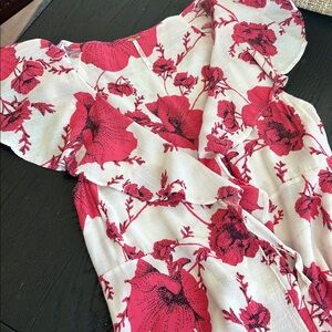 Ruffle Sleeve Dress/robe French Quarter Wrap in Rose print by Free People